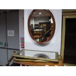 An Oval Shaped Mahogany Mirror, gilt mirror, brass framed mirror.