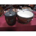 An Oak Salad Bowl, 'Made from S S Lugania', mahogany biscuit barrel 'Made from H.M.S