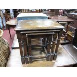 A XIX Century Mahogany Table, on tapering legs; together with a nest of tables.