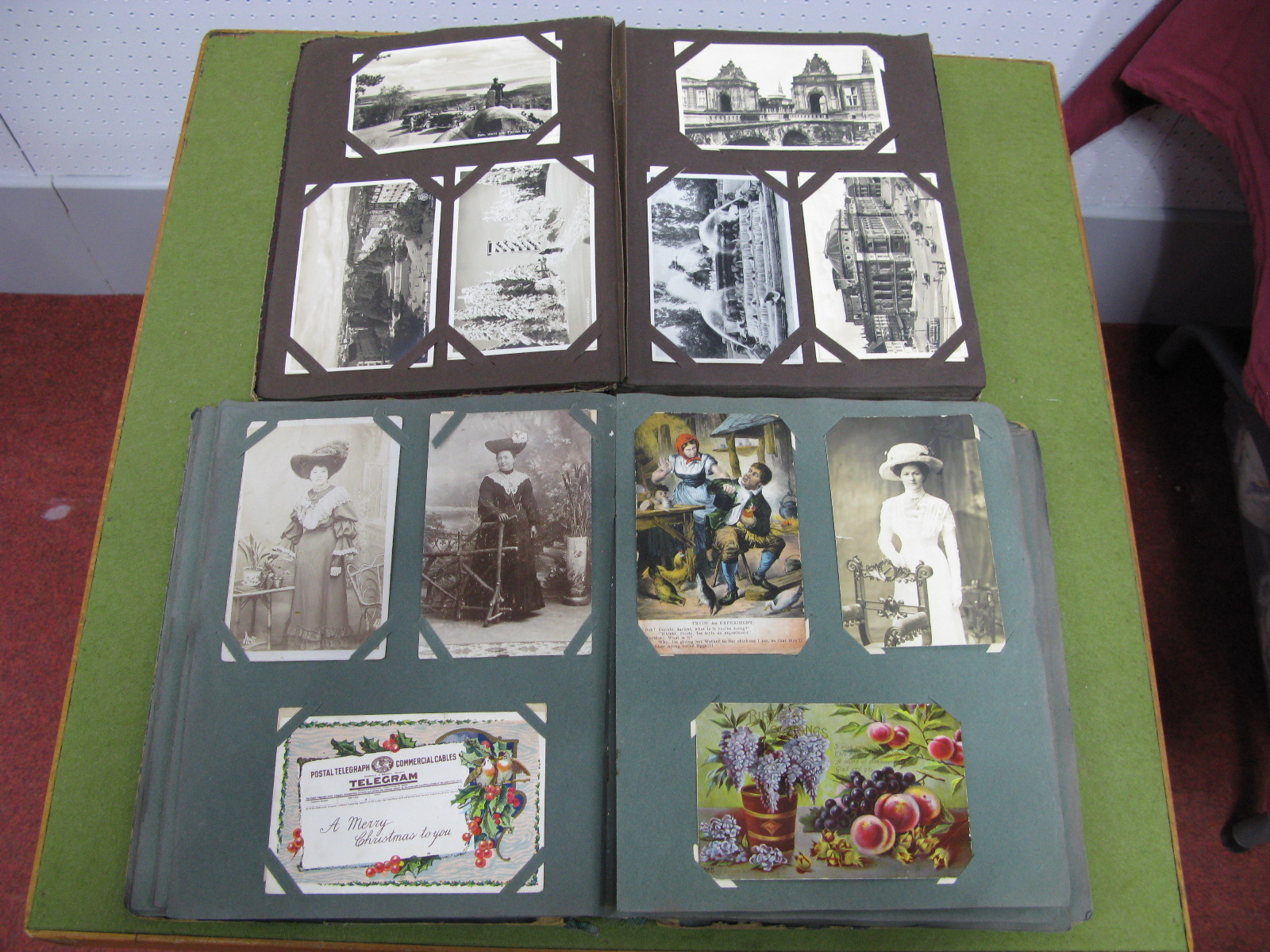 Two Early XX Century Picture Postcard Albums, containing Bamforth poem cards, floral birthday