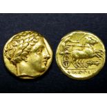 Philip II, 359-336 B.C. (Greek Macedonian Empire), Gold Stater, obverse attractive GF, reverse F but