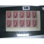 Australia Stamps, 1937-49 S.G. 176, 5 shilling claret U.M.M. block of ten, some slight toning to