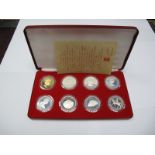 A Cased Pobjoy Mint Seven Crown Set, proof crowns struck to commemorate the Silver Jubilee of H.M.