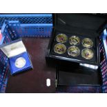Three Cased Commemorative Crown Sets, comprising of twelve Flying Scotsman - end of an era