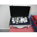 Ninety-Six Crown Sized Coins Presented in an Aluminium Five Tray Coin Case, many commemorative