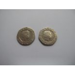 *WITHDRAWN* Two 'Undated' Twenty Pence Coins (Issued in 2008), Elizabeth II D.G Reg. FD.