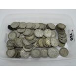 Five Pounds (Total Face Value), of pre 1947 silver shilling coins, some pre 1920 dated coins noted.