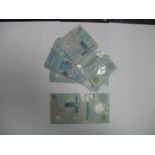 Twelve Northern Bank Polymer Five Pounds Banknotes, various faults but still crisp.