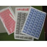 Sheets and Part Sheets of 1968 Bradbury Wilkinson Castles, to shilling six pence plate 10, five