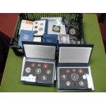 Royal Mint Cased Coin Sets, 1970 (3), 1977, 1993, 1994, 1995 UK (BU), two pounds coin Second World