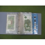 2 x Five Pounds, 3 x One Pound and 3 x Ten Shillings Banknotes. Assorted foreign banknotes. Modern