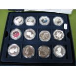 Thirty-Six Crown Sized Coins, presented in a Westminster three tray coin case, many silver coins