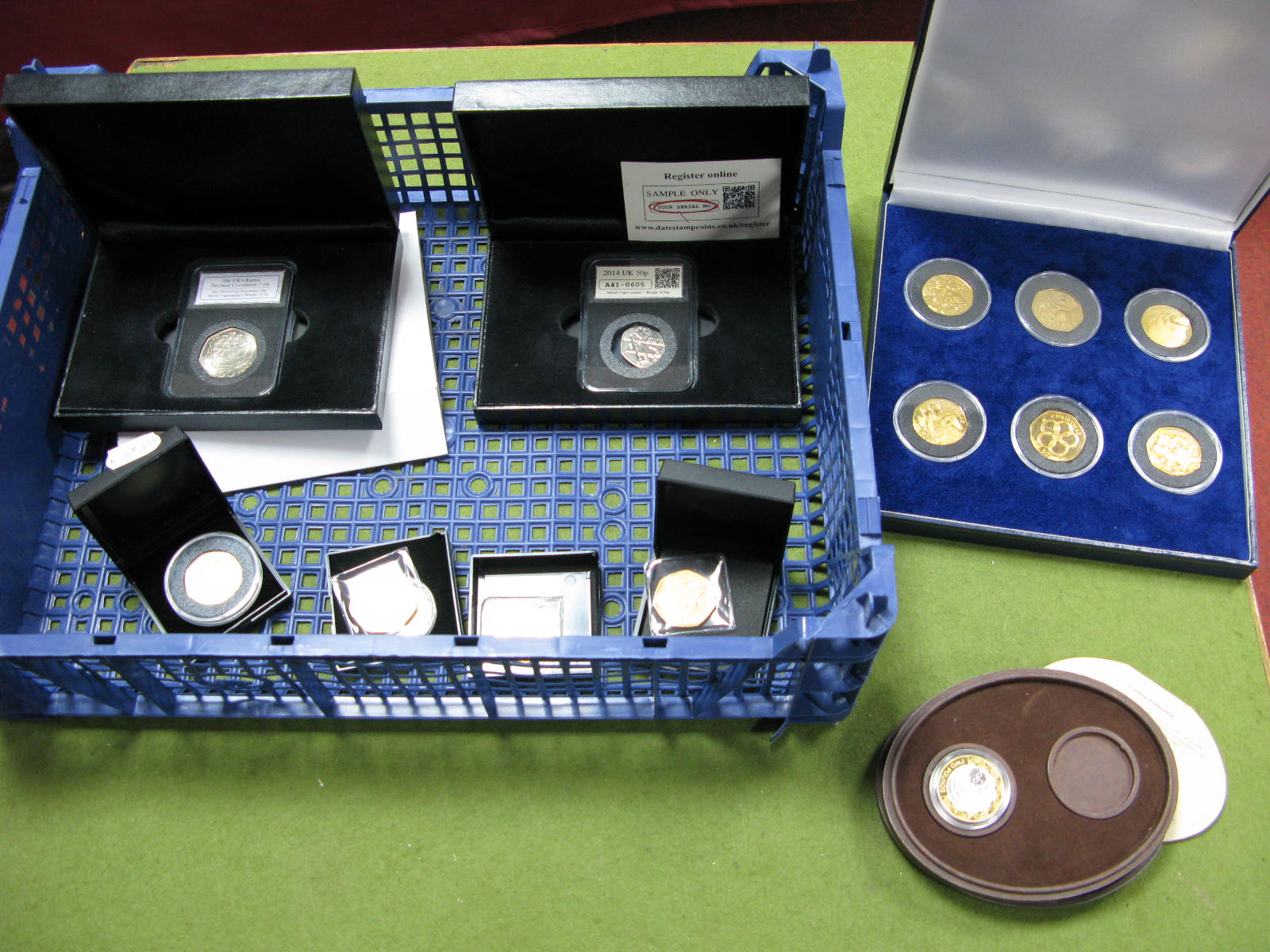 Thirteen G.B Isle OF Man Fifty Pence Coins, including G.B dual dated 1992/1993 E.U Presidency,