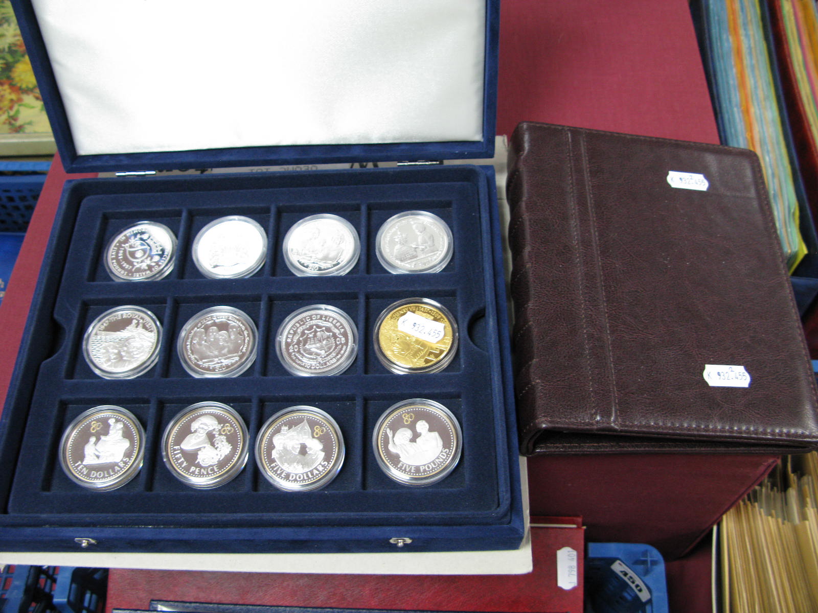 Fiteen Crown Sized Coins, predominantly British Monarchy themes, including Fiji 2006 five dollars