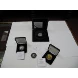Four Jubilee Mint Silver Commemorative Coins, comprising T.D.C. Five Pounds Coin, The Queen and