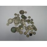 Approximately Fifty Silver Threepences, regularly low grade and/or damaged, eight silver