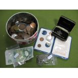 A Sixpence, 1952, F, one pound twenty two and a half pence of pre-1947 silver coins. Other coins,