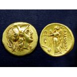 Alexander III (The Great), 336-323 B.C., Gold Stater, attractive coin, F/GF, minor reverse damage.