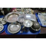 Plated Rectangular Shaped Tureen, plated pedestal bowl, plated tankard, etc:- one Tray