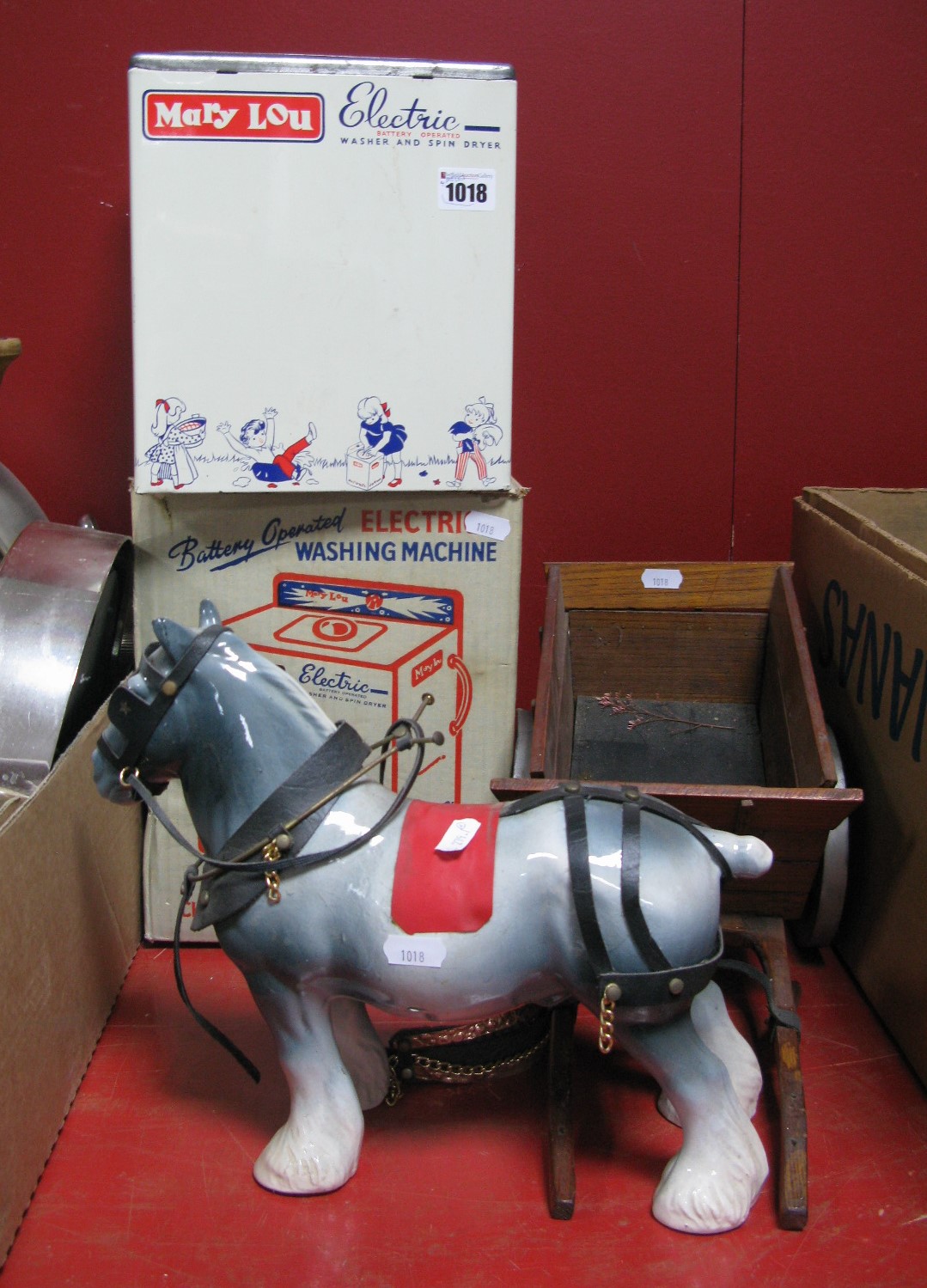 A Cahd Valley 'Mary Lou' Electric Battery Operated Washer and Spin Dryer (boxed) and a pottery shire