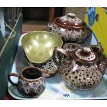 Fosters Pottery Teapot, bowl, jug, casserole dish, etc:- One Tray