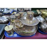 An Electroplated Three Piece Tea Service, circular and oval gallery tray, further EPBM tea