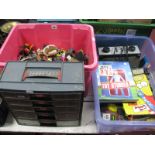 Diecast Wheels and Accessories - contained in a plastic five drawe cabinet, 00 gauge track,