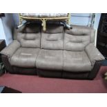 An Electric Reclining Three Seater Sofa, in brushed leather effect.