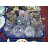 Cut Glass Perfume Bottles and Powder Bowls, other decorative perfume bottled etc:- One Tray