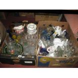 Glass Comports, lead crystal wines, brandy balloons, china wares, bowls, etc:- Two Boxes