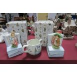 Border Fine Arts Beatrix Potter Musical Bookends, boxed; Wedgwood Peter Rabbit twin handled mug.