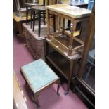 A Mahogany Tea Trolley; together with a walnut cabriole legged stool and one other. (3)