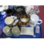 Grayshott Mantel Clock, Adams, Denby tankards, etc:- One Tray