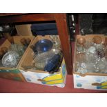 Press Moulded and Crystal Dishes, bowls, vases, champagnes, cake stand, liqueurs, etc:-- Three