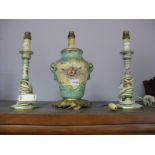 Table Lamp with Ormolu Base, together with a pair of French style table lamps (converted).