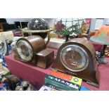 Two Circa 1930's Mantel Clocks, in oak and walnut. (2)