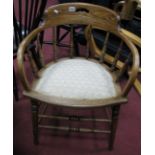 A XIX Century Ash Chair, with low back, turned spindles and upholstered seat, on turned legs.