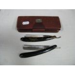 Lewis Bernasconi Plus Swordplay Cut Throat Razors (rusting noted) in Morroco case.