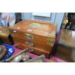 A Later XX Century Chinese Hardwood Box/Cabinet, hinged lid and fitted interior above two short