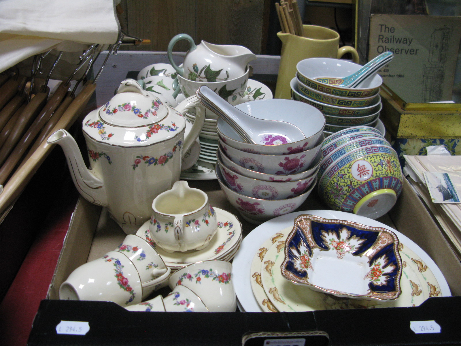 Wedgwood 'Hereford' Tea Set, Alfred Meakin 1940's coffee set, Royal Doulton 'Bunnykins' plates, rice