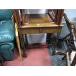 1920's Oak Side Table, with single drawer, on barley twist legs.