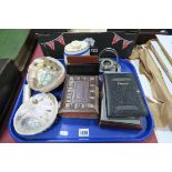 A XIX Century Tooled Leather Photograph Album, two nacre shells, wallets, Wade gin dispenser,