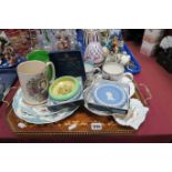 Commemorative Mugs, Wedgwood Jasperware, etc:- One Tray