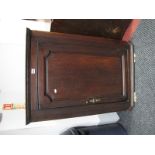 A XIX Century Flat Fronted Oak Corner Wall Cupboard, having two shaped inner shelves.