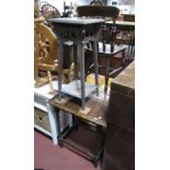 An Oak Occasional Table with Barley Twists Legs; together with plant stand.