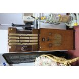 Phillips Type 795A Labelled Radio in Art Deco Case. A freestanding Murphy radio (with faults). (2)