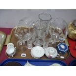 A Pair of Royal Doulton Crystal Glass Baskets, a pair of Royal Doulton glass vases; together with