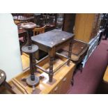 An Oak Coffin Stool, with a smokers stand. (2)