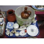 Crested China, coaching scene jardiniere, etc:- One Tray