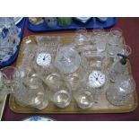 Bohemia and Two Other Mantel Clocks, scent spray, etc:- One Tray